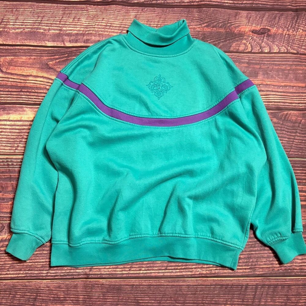 Vintage 90’s Cheetah Teal Turtleneck
